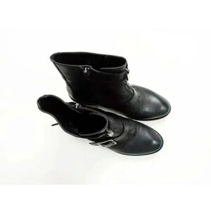Donald J Pliner Womens Dusten Ankle Boots Booties Black Leather Straps Zip 7.5 M